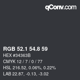 Color code: RGB 52.1 54.8 59 | qconv.com