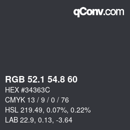 Color code: RGB 52.1 54.8 60 | qconv.com