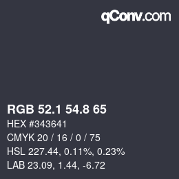 Color code: RGB 52.1 54.8 65 | qconv.com
