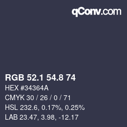 Color code: RGB 52.1 54.8 74 | qconv.com