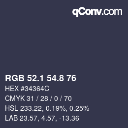 カラーコード: RGB 52.1 54.8 76 | qconv.com