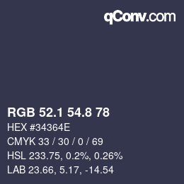 Color code: RGB 52.1 54.8 78 | qconv.com