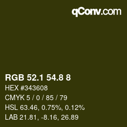 カラーコード: RGB 52.1 54.8 8 | qconv.com