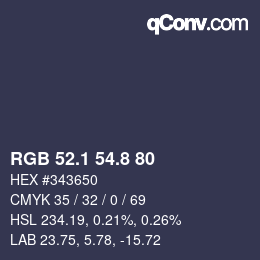 Color code: RGB 52.1 54.8 80 | qconv.com