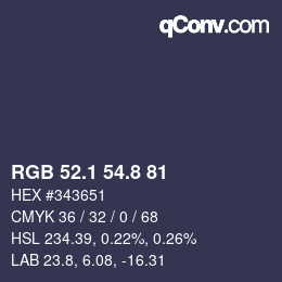 カラーコード: RGB 52.1 54.8 81 | qconv.com