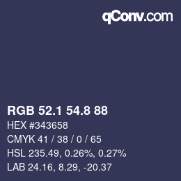 カラーコード: RGB 52.1 54.8 88 | qconv.com