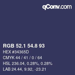 カラーコード: RGB 52.1 54.8 93 | qconv.com