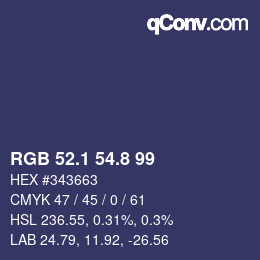 Color code: RGB 52.1 54.8 99 | qconv.com