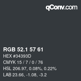 Color code: RGB 52.1 57 61 | qconv.com