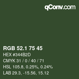 カラーコード: RGB 52.1 75 45 | qconv.com