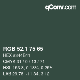 カラーコード: RGB 52.1 75 65 | qconv.com