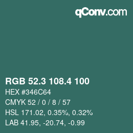 カラーコード: RGB 52.3 108.4 100 | qconv.com