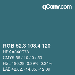 カラーコード: RGB 52.3 108.4 120 | qconv.com
