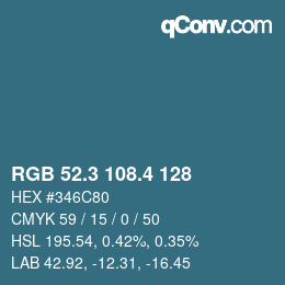 カラーコード: RGB 52.3 108.4 128 | qconv.com