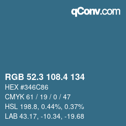 カラーコード: RGB 52.3 108.4 134 | qconv.com