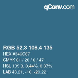 カラーコード: RGB 52.3 108.4 135 | qconv.com