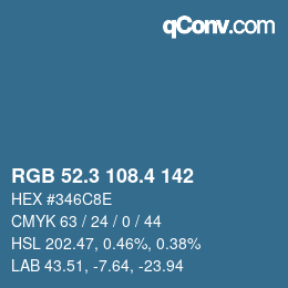 カラーコード: RGB 52.3 108.4 142 | qconv.com