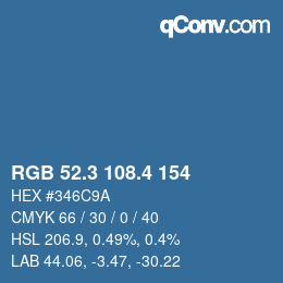 カラーコード: RGB 52.3 108.4 154 | qconv.com