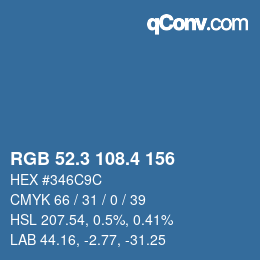 カラーコード: RGB 52.3 108.4 156 | qconv.com
