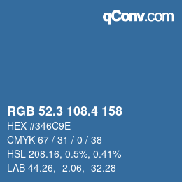 カラーコード: RGB 52.3 108.4 158 | qconv.com