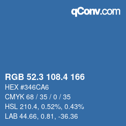 カラーコード: RGB 52.3 108.4 166 | qconv.com