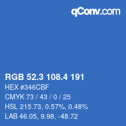 カラーコード: RGB 52.3 108.4 191 | qconv.com