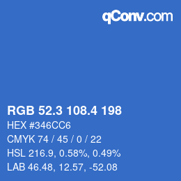 カラーコード: RGB 52.3 108.4 198 | qconv.com