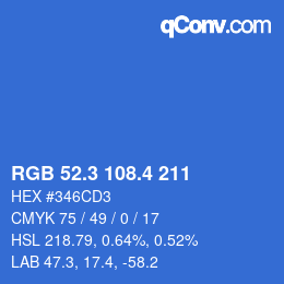 カラーコード: RGB 52.3 108.4 211 | qconv.com