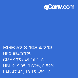カラーコード: RGB 52.3 108.4 213 | qconv.com