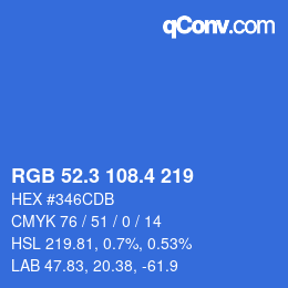 カラーコード: RGB 52.3 108.4 219 | qconv.com