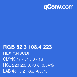 カラーコード: RGB 52.3 108.4 223 | qconv.com