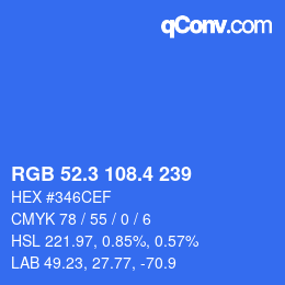 カラーコード: RGB 52.3 108.4 239 | qconv.com