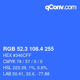 カラーコード: RGB 52.3 108.4 255 | qconv.com