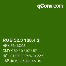 カラーコード: RGB 52.3 108.4 3 | qconv.com