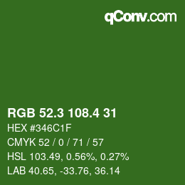 カラーコード: RGB 52.3 108.4 31 | qconv.com
