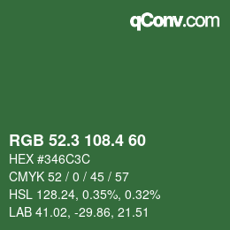 カラーコード: RGB 52.3 108.4 60 | qconv.com