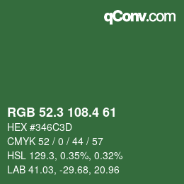 カラーコード: RGB 52.3 108.4 61 | qconv.com