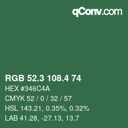 カラーコード: RGB 52.3 108.4 74 | qconv.com