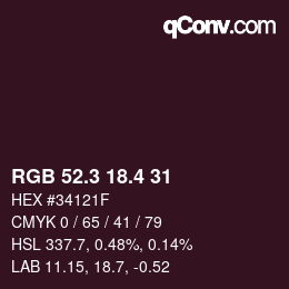 カラーコード: RGB 52.3 18.4 31 | qconv.com