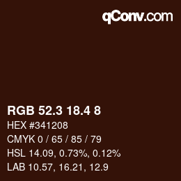 カラーコード: RGB 52.3 18.4 8 | qconv.com