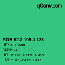 カラーコード: RGB 52.3 198.4 128 | qconv.com