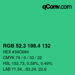 カラーコード: RGB 52.3 198.4 132 | qconv.com