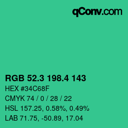 カラーコード: RGB 52.3 198.4 143 | qconv.com