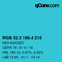 カラーコード: RGB 52.3 198.4 215 | qconv.com