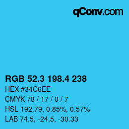 カラーコード: RGB 52.3 198.4 238 | qconv.com