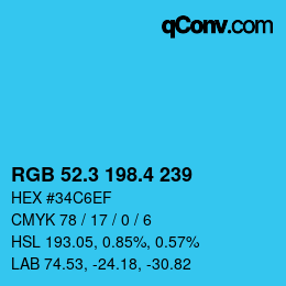 カラーコード: RGB 52.3 198.4 239 | qconv.com
