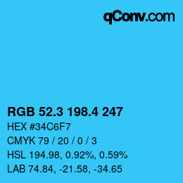 カラーコード: RGB 52.3 198.4 247 | qconv.com