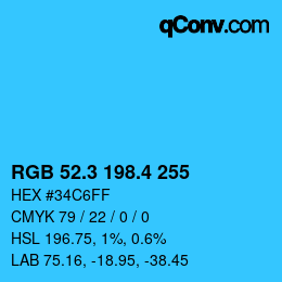 カラーコード: RGB 52.3 198.4 255 | qconv.com