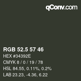 Color code: RGB 52.5 57 46 | qconv.com