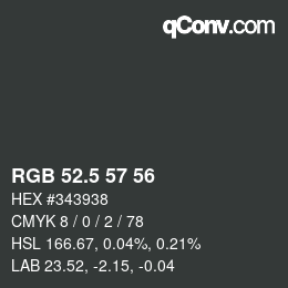 カラーコード: RGB 52.5 57 56 | qconv.com